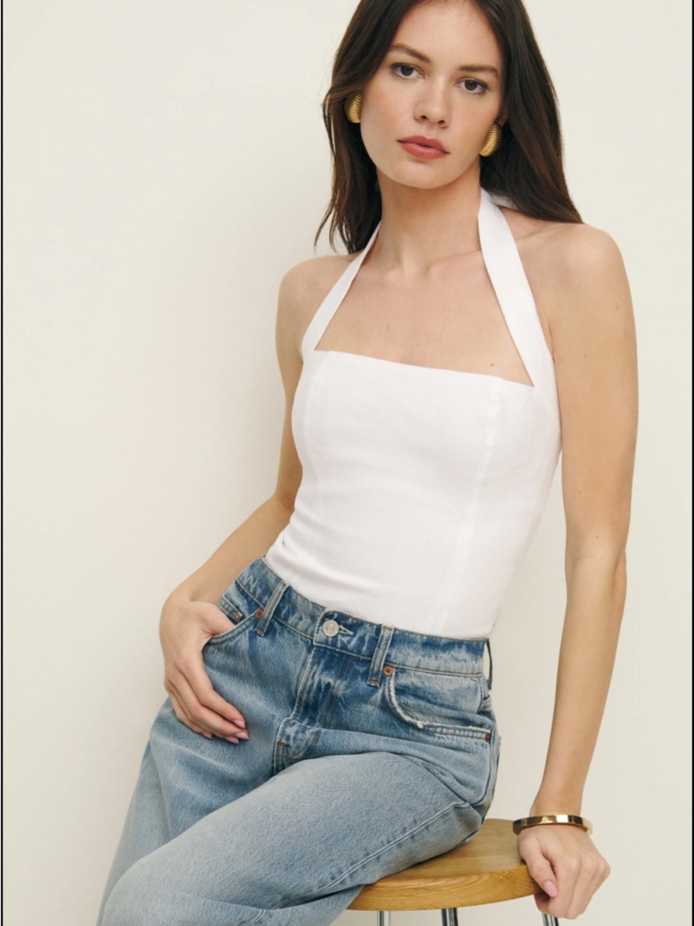 Reformation Malika Linen Top, Size 4